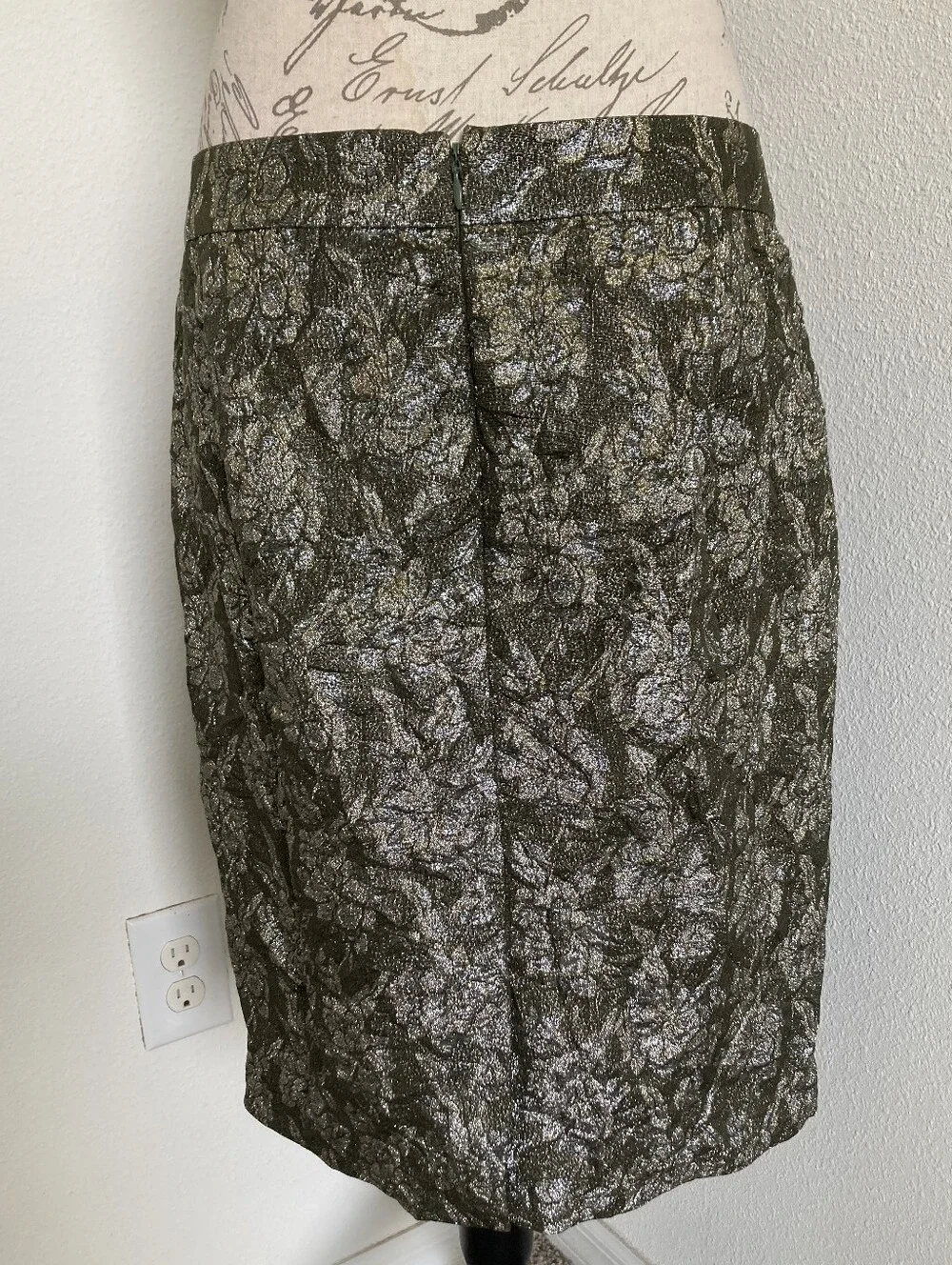 J.Crew Collection Metallic Floral Jacquard Pencil Skirt size 10 Cocktail Party